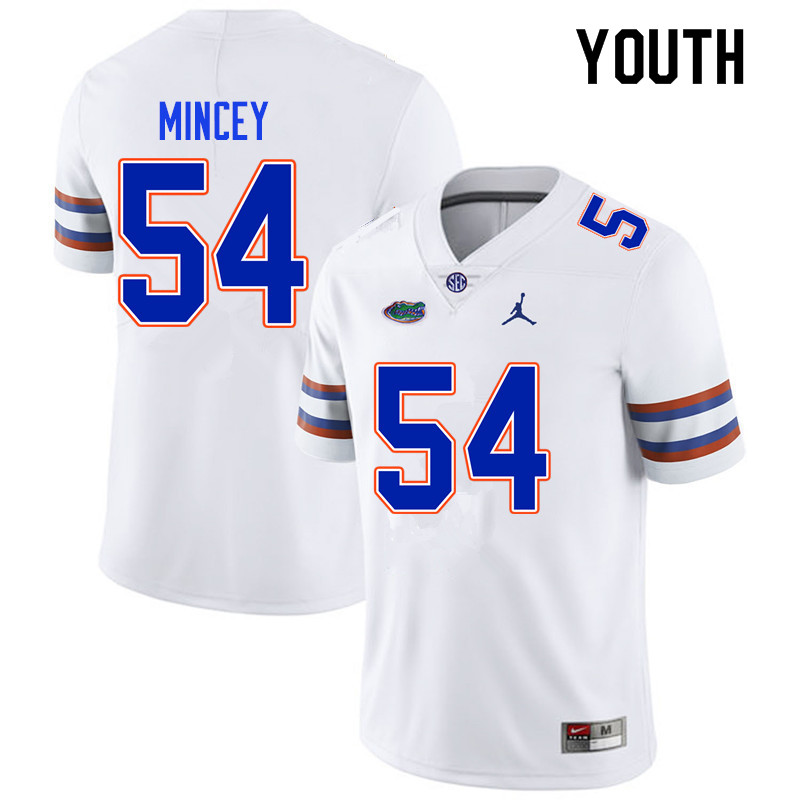 Youth #54 Gerald Mincey Florida Gators College Football Jerseys Sale-White